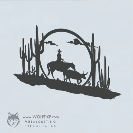 Horse Cowboy Desert Cactus Wall Art Design