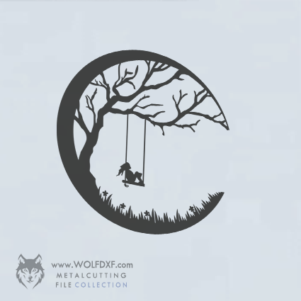 Girl on Swing Wall Art Design